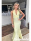 Sexy Soft Satin V-Neck Sleeveless Mermaid Maxi Prom Dress, PD4016