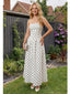 White Black Polka Dot Prom Dress Strapless A-Line Formal Gown Vintage Tea Length Party Dress for Bridal Shower, PD4212