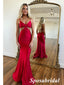 Sexy Soft Satin Spaghetti Straps  V-Neck Sleeveless Mermaid Long Prom Dresses, PD3902