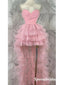 High Low Sweetheart Candy-Pink Tulle Long Prom Dress Formal PD3994