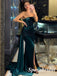 Sexy Soft Satin Sweetheart Sleeveless Side Slit Mermaid Floor Length Long Prom Dresses With Split, PD3785