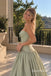 Sage Green Sweetheart Soft Satin Evening Dress, Strapless Bow Corset Floor Length A-Line Gown,PD4354