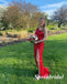 Sexy Red Sequin One Shoulder Long Sleeve Side Slit Mermaid Long Prom Dresses, PD3944