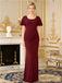 Elegant Crepe Short Sleeves Scoop Sheath Mother Of The Bride Dresses, SFM011