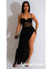 Sexy Black Sequin Spaghetti Straps Side Slit Mermaid Long Prom Dresses, PD3772