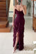 Sexy Chiffon Spaghetti Straps V-Neck Sleeveless Mermaid Long Dress Prom Dress, PD3996