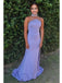 Light Purple Strapless Beaded Mermaid Prom Dress with High Slit, PD4127