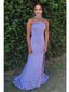 Light Purple Strapless Beaded Mermaid Prom Dress with High Slit, PD4127