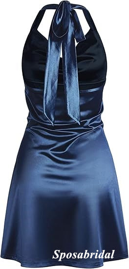 Sexy Soft Satin Halter Sleeveless Sheath Mini Dresses/ Homecoming Dresses, PD3655