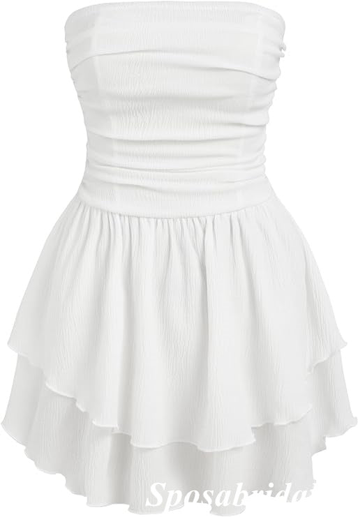 Sexy White Sweetheart Sleeveless A-Line Mini Dresses/ Homecoming Dresses, PD3656