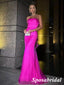 Sexy Fuchsia Pink Organza Sweetheart Sleeveless Mermaid Long Prom Dresses, PD3874
