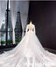 Elegant Tulle And Lace Long Sleeves V-Neck Mermaid Long Wedding Dresses With Detachable Train, WD3109