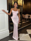 Elegant Soft Satin Spaghetti Straps Sleeveless Mermaid Prom Dress, PD4073