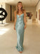 Sophisticated  Mint Green Satin Backless Mermaid Maxi Dress | Formal Evening Gown, PD4204