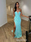 Sexy Sequin Sweetheart V-Neck Sleeveless Side Slit Mermaid Long Prom Dresses,PD3715