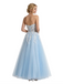 Sweet Tulle Blue And White Sweetheart Sleeveless A-Line Maxi Prom Dress with Appliques, PD4040