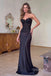 1. Strapless Black Lace Beaded Mermaid Satin Evening Dress, Sheer Bodice Formal Prom Gown, PD4358