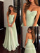 Strapless Sage Green Ruched Tulle A-Line Evening Dress, Sweetheart Neck Flowy Prom Gown, PD4359
