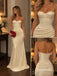Strapless Cream Corset Satin Mermaid Evening Dress, Sweetheart Draped Formal Prom Gown, PD4361