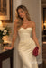 Strapless Cream Corset Satin Mermaid Evening Dress, Sweetheart Draped Formal Prom Gown, PD4361