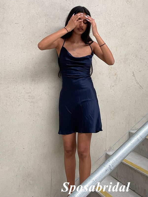 Sexy Soft Satin Spaghetti Straps A-Line Mini Dresses/ Homecoming Dress SposaBridal Sexy Soft Satin Spaghetti Straps A-Line Mini Dresses/ Homecoming Dress SposaBridal