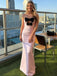 Pink Satin Strapless Bow Detail Mermaid Formal Evening Gown, PD4131
