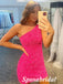 Sarkly Pink Sequin One Shoulder Sheath Mini Dresses/ Homecoming Dresses, PD3543