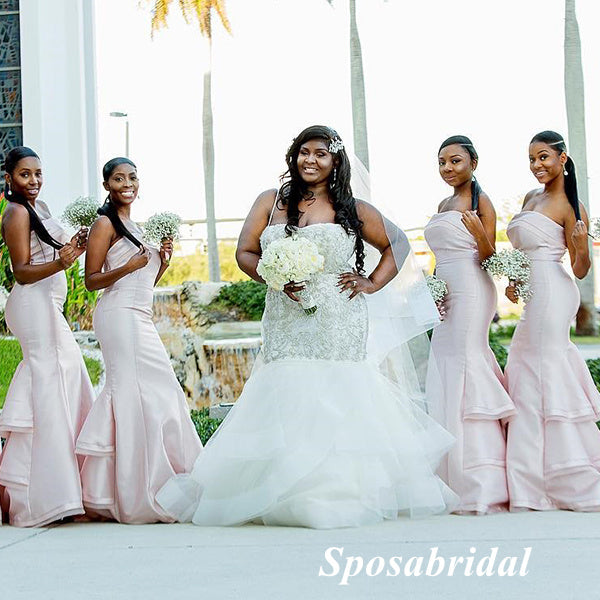 Sexy Blushing-Pink Sweetheart Mermaid Floor Length Bridesmaid Dresses, BD3370