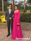 Elegant Pink Long Sleeves A-Line Long Prom Dresses, PD3886