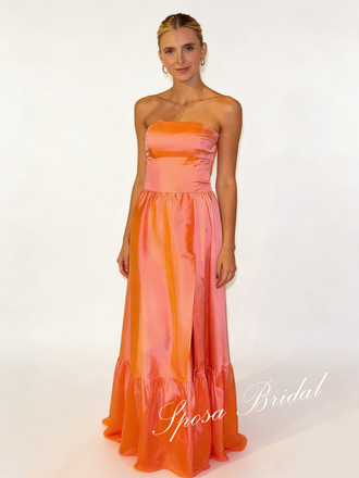 Sexy Soft Satin Sweetheart Sleeveless Side Slit A-Line Prom Dress, PD4057