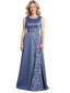 Elegant Slate Blue Satin Lace Mother of the Bride Dress | Special Occasion Evening Dress, SFM014