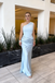 Elegant Light Blue One Shoulder Soft Satin Mermaid Bridesmaid Gown for Wedding, BD3449