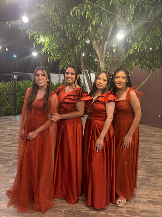 Mismatched Tulle Satin A-Line Bridesmaid Dresses, BD3462