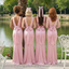 Light Pink Soft Satin Mermaid Bridesmaid Gowns Twist Knot Formal Wedding Party, BD3464