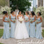 Dusty Blue Soft Satin Mismatched Mermaid Bridesmaid Dresses with Lace Appliques, BD3480
