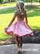 Sweet Soft Satin Spaghetti Straps Round Neck A-Line Mini Dresses/ Homecoming Dresses With Beading, PD3583
