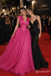 Hot Pink Deep V Pleated Tulle A-Line Formal Gown,PD4316