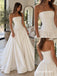 Strapless Ruched Satin A-Line Wedding Dress With Train,WD3133