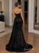 Black Sequin Beaded & Satin Strapless Sweetheart Corset Mermaid Floor Length Evening Dress,PD4325