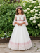 Vintage White and Pink Lace First Communion A-Line Flower Girl Dresses, FG1473
