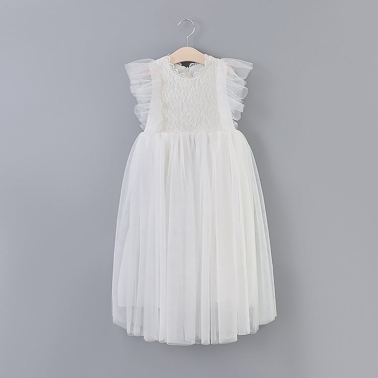 Cute Wedding Guest Dress Spaghetti Straps Lace Unique A-Line Flower Girl Dresses, FG1467
