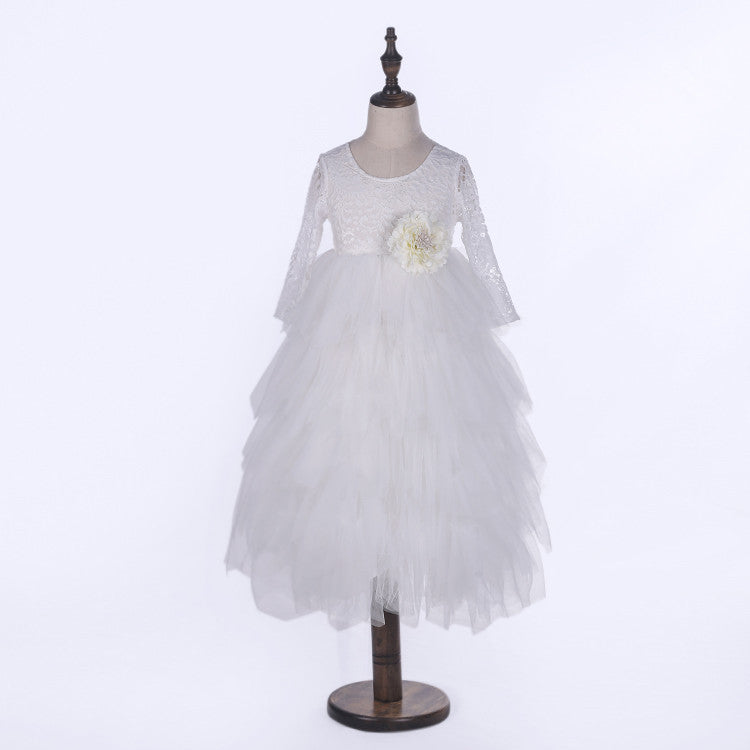 Cute Wedding Guest Dress Long Sleeves Tulle And Lace Unique A-Line Flower Girl Dresses, FG1467