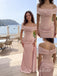 Blush Pink Beaded & Satin Off The Shoulder Corset Mermaid Floor Length Evening Dress,PD4327