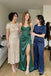 Dark Green Satin Strapless Beaded Corset Mermaid Dress,PD4309