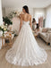 Ivory Lace Strapless Sweetheart A-Line Wedding Dress With Scalloped Lace Train,WD3136
