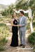 Black Floral Burnout Chiffon Ruffled Halter Keyhole Floor Length Mermaid Evening Gown, PD4292