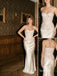 Ivory Lace & Satin Strapless Sweetheart Corset Mermaid Floor Length Evening Dress,PD4323