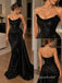 Black Sequin Beaded & Satin Strapless Sweetheart Corset Mermaid Floor Length Evening Dress,PD4325