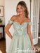 Sage Green 3D Floral Off Shoulder Tulle Short Homecoming Dress, PD3720