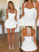 Cute Halter White Ruffle A-Line Mini Dress Homecoming, PD3687